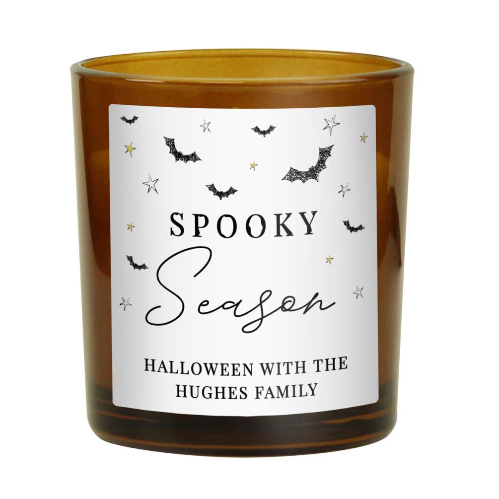 Personalised Spooky Amber Glass Candle £8.99